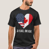 二つの旗 一つのビート カナダ🇨🇦 アメリカ🇺🇸 Tシャツ (正面)