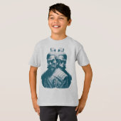 二つの日本武士像デザイン Tシャツ (正面フル)
