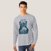 二つの日本武士像デザイン Tシャツ (正面フル)