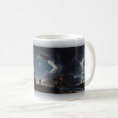二つの月の岩海岸 月夜のカップルマグカップ コーヒーマグカップ (正面右)