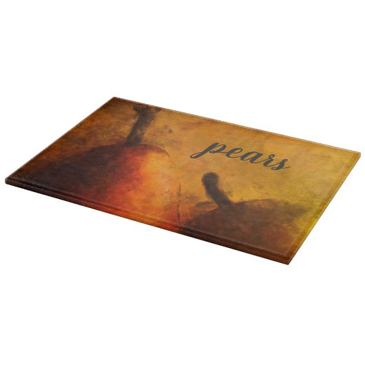 二つの熟した梨のゴールデンアート カッティングボード (角)