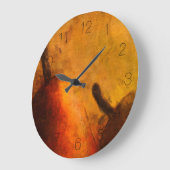 二つの熟した梨のゴールデンアート ラージ壁時計 (傾斜)