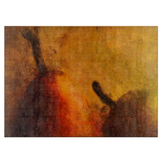 二つの熟した梨 カッティングボード (正面)