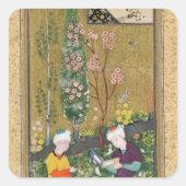 二つの読姿とリラックス果樹園にいる スクエアシール (正面)