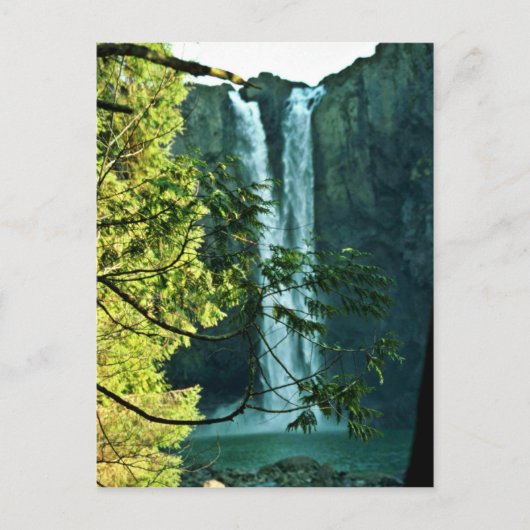 二つの長い滝が流れ落ちる景 ポストカード (正面)