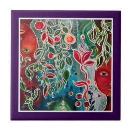 二つの顔絵を描の タイル