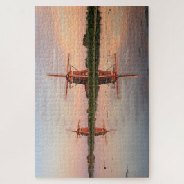 二つの風車が日没に反射する ジグソーパズル