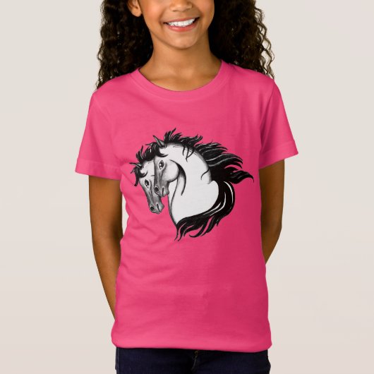 二つの馬の頭のシャツ Tシャツ (正面)