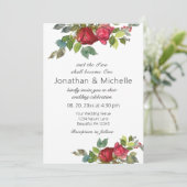 二つは一つの赤いバラのクリスチャン結婚の 招待状 (スタンド正面)