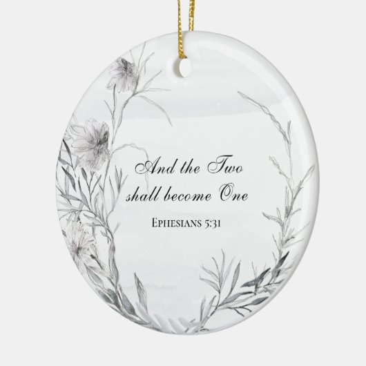 二つは聖書の一節結婚となる セラミックオーナメント (左)