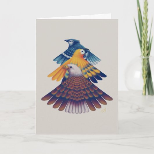 二つ折りカード 扇 Card - Fan-shaped Birds - 招待状 (正面)