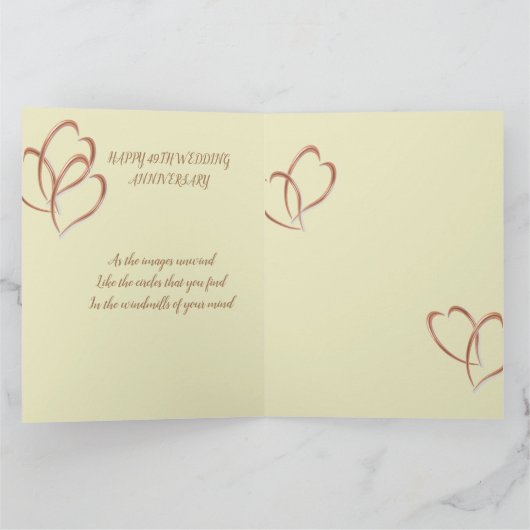 二つ折りグリーティングカード:49結婚日記念日 カード (内部)