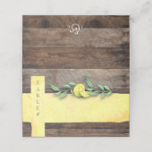 二つ折りプレイスカード | ウ素朴ッド結婚レモン プレイスカード (外部開封)