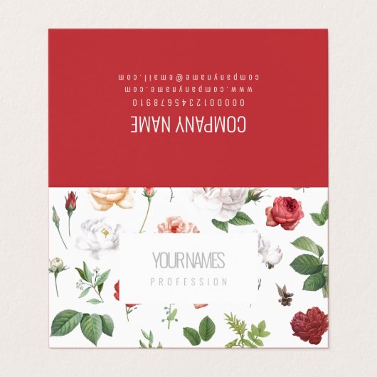 二つ折り名刺:「ヴィンテージの花」 名刺 (外部フラット)