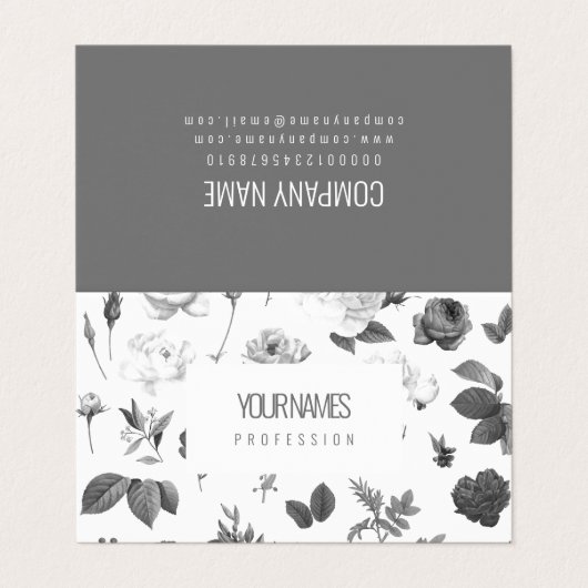 二つ折り名刺:「ヴィンテージの花」 名刺 (外部フラット)