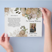 二つ折り クリーム タン 牡丹 お別れの会 プログラム チラシ (手)