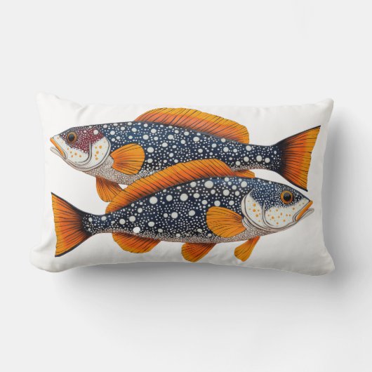 二つ斑点の魚 ランバークッション (正面)