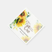 二は一つの黄色のひまわり結婚になる スタンダードカクテルナプキン (角)