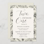 二は一のヴィンテージフローラシンプルとなる結婚 招待状 (正面/裏面)