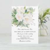 二は一エレガント白フローラ結婚 招待状 (スタンド正面)