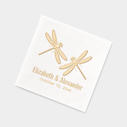 二エレガントトンボ結婚イの夫婦名日付 箔ナプキン (左)