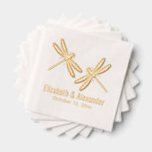 二エレガントトンボ結婚イの夫婦名日付 箔ナプキン (インサイチュ (積み重ね))