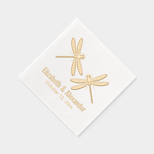 二エレガントトンボ結婚イの夫婦名日付 箔ナプキン (右)