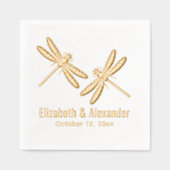 二エレガントトンボ結婚イの夫婦名日付 箔ナプキン (正面)
