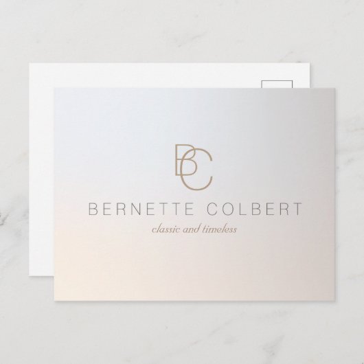 二エレガントモダンイニシャルモノグラムプロフェッショナル2 ポストカード (正面/裏面)