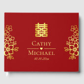 二エレガント重の幸福中国の結婚のフローラ ゲストブック (正面)