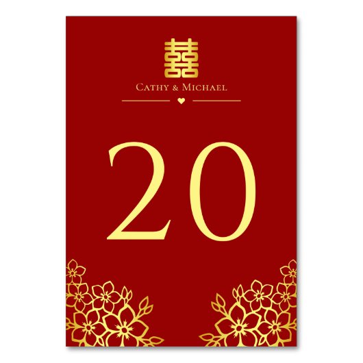 二エレガント重の幸福中国の結婚のフローラ テーブルナンバー (裏面)