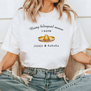 二カおもしろい国語 Jajaja & Haha スペインの English Tシャツ
