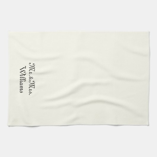 二カスタマイズ人の姓は氏ミセス・アイボリー キッチンタオル (横)
