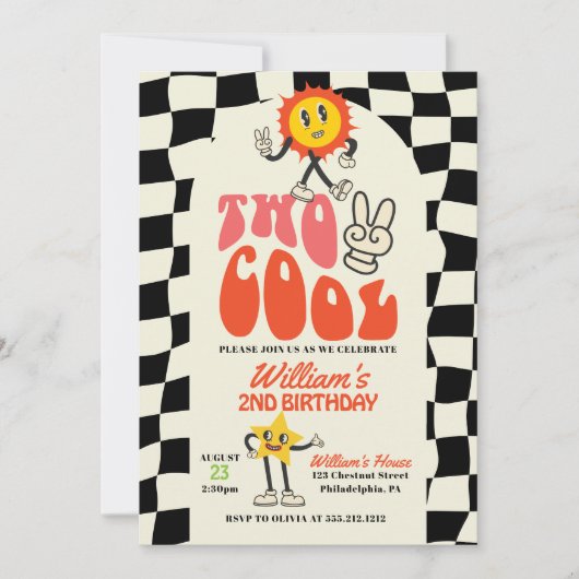 二クールつの誕生日パーティーレトロはるか2番目の誕生日 招待状 (正面)