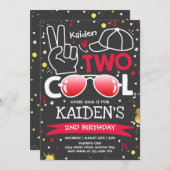 二クールつの誕生日パーティー私は二つのクール2番目の誕生日 招待状 (正面/裏面)