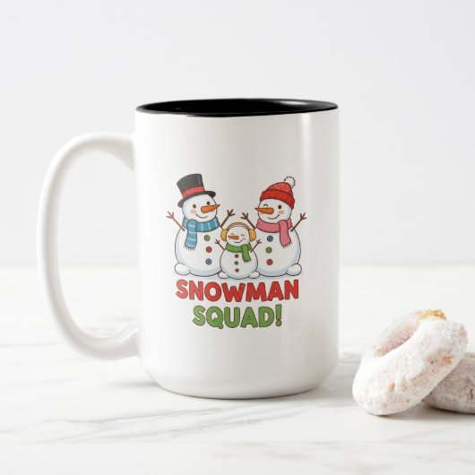 二トーン マグカップ 15オンス 雪だるま家族 (ドーナツ)