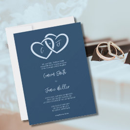 二ハートとイニシャルIndigo 結婚's 招待状