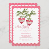 二ハートガールベビーシャワー招待状 招待状 (正面/裏面)