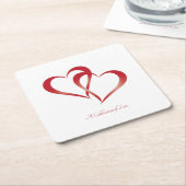 二ハートスクエア紙コースター スクエアペーパーコースター (アングル)