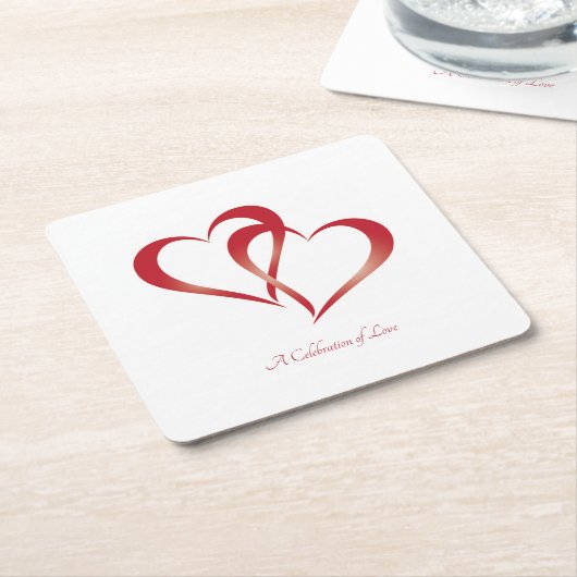 二ハートスクエア紙コースター スクエアペーパーコースター (アングル)