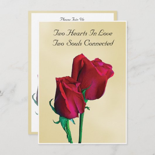 二ハートツートルズバラ結婚式招待状 招待状 (正面/裏面)