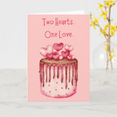 二ハートワンラブズケーキ結婚グリーティングカード カード (黄色い花)