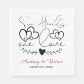 二ハートワンラブズ結婚カクテルナプキン スタンダードランチョンナプキン (正面)