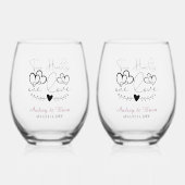 二ハートワン結婚ラブ形見 ステムなしワイングラス (正面)