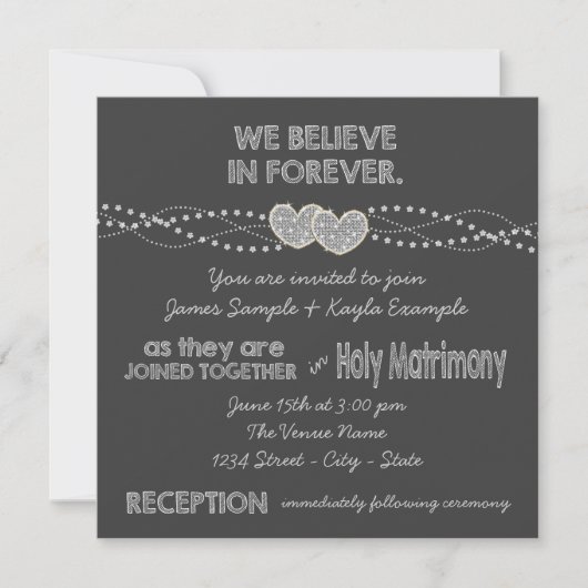 二ハート結婚シャルボード 招待状 (正面)