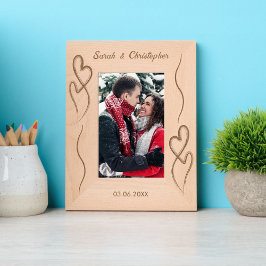 二ハート記念日カップル レーザー彫刻フレーム