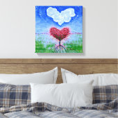 二ハート超現実主義アート キャンバスプリント (インサイチュ (寝室))