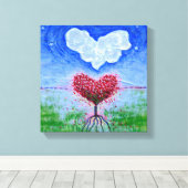 二ハート超現実主義アート キャンバスプリント (インサイチュ (ウッドフロア))