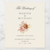 二バラパーソナライズされた結婚の ワインラベル (シングルラベル)