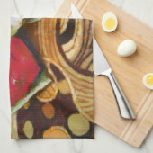 二バラ絵を描ズ キッチンタオル (四つ折り)